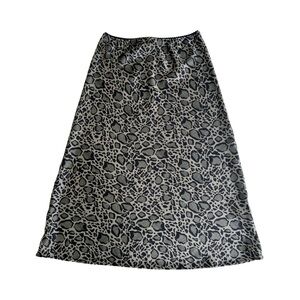 Peyton Jensen dark green black animal print midi skirt size medium